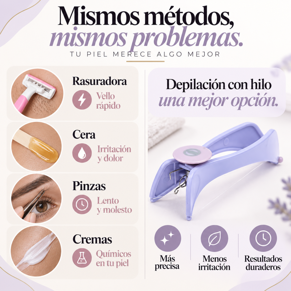 Depilador facial con hilo