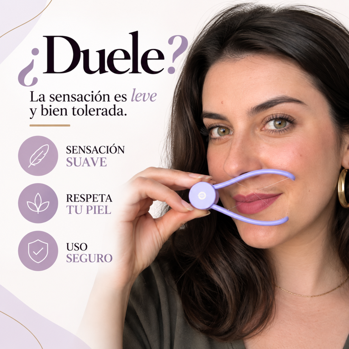 Depilador facial con hilo